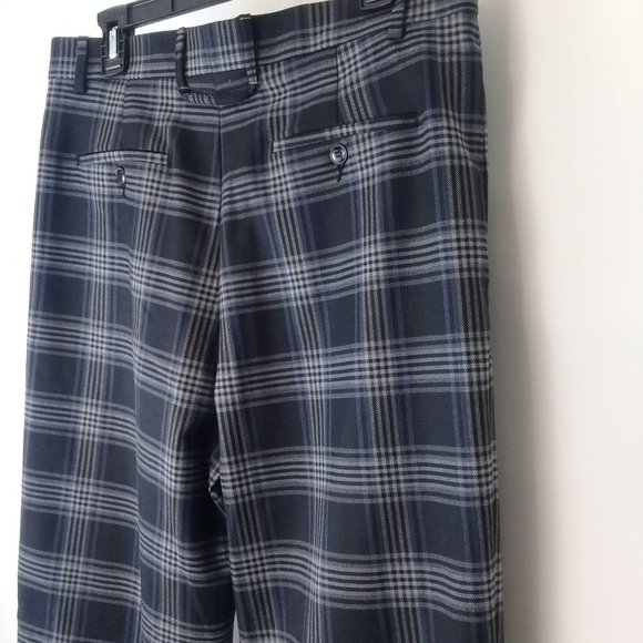 NEW ZARA MAN Blue Checked Pleated Trousers EU 40 US 31 - Picture 5 of 8